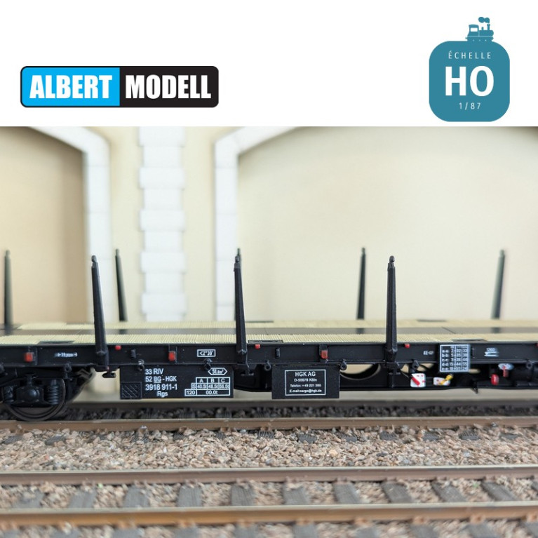 Black Rgs flat wagon with welded Y25 bogies HGK Ep VI HO Albert Modell 391022 - Maketis Black Rgs flat wagon with welded Y25 bogies HGK Ep VI HO Albert Modell 391022 - Maketis