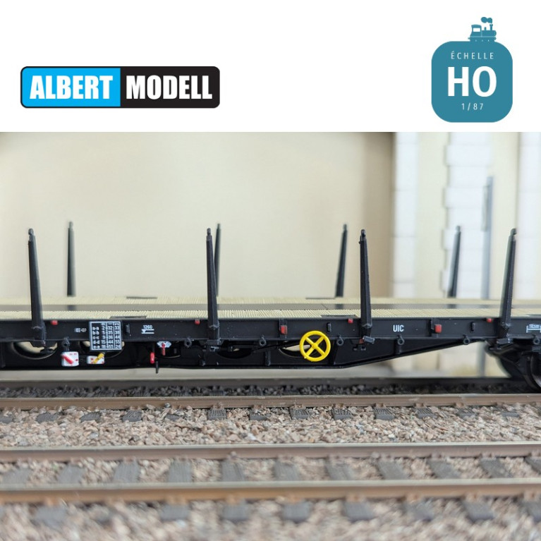 Black Rgs flat wagon with welded Y25 bogies HGK Ep VI HO Albert Modell 391022 - Maketis Black Rgs flat wagon with welded Y25 bogies HGK Ep VI HO Albert Modell 391022 - Maketis