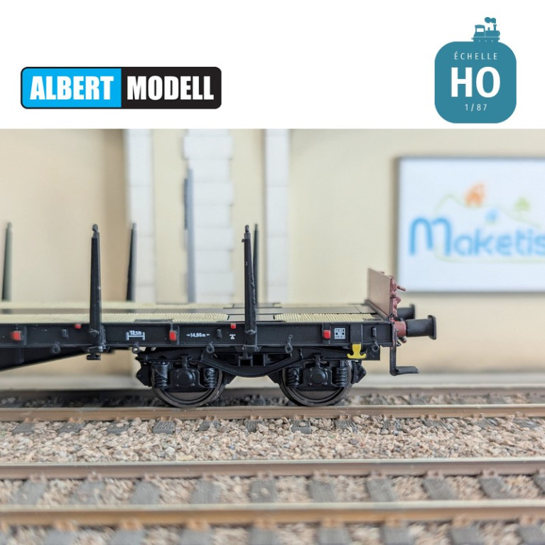 Black Rgs flat wagon with welded Y25 bogies HGK Ep VI HO Albert Modell 391022 - Maketis Black Rgs flat wagon with welded Y25 bogies HGK Ep VI HO Albert Modell 391022 - Maketis