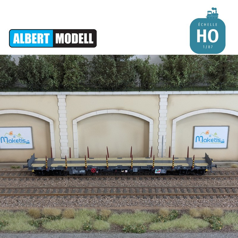 Grey Rgs flat wagon with welded Y25 bogies STLB Ep VI HO Albert Modell 391021 - Maketis