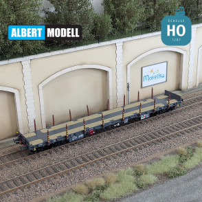 Grey Rgs flat wagon with welded Y25 bogies STLB Ep VI HO Albert Modell 391021 - Maketis