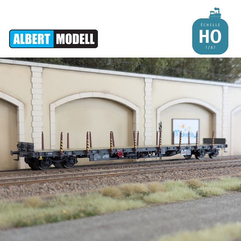 Grey Rgs flat wagon with welded Y25 bogies STLB Ep VI HO Albert Modell 391021 - Maketis