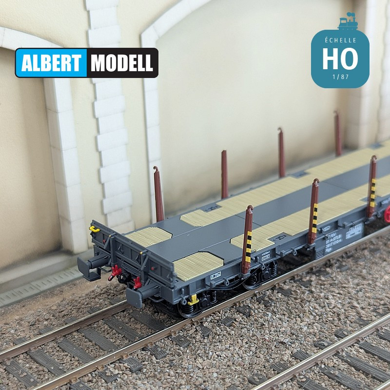Grey Rgs flat wagon with welded Y25 bogies STLB Ep VI HO Albert Modell 391021 - Maketis