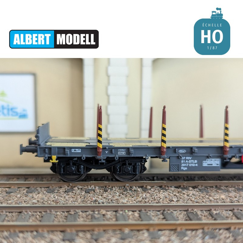 Grey Rgs flat wagon with welded Y25 bogies STLB Ep VI HO Albert Modell 391021 - Maketis