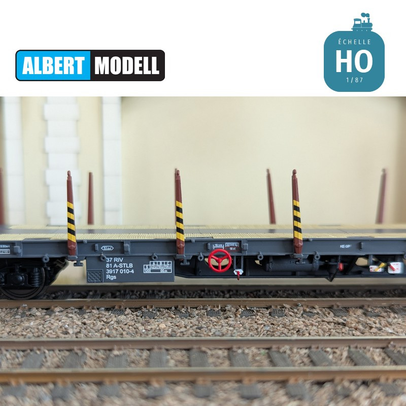 Grey Rgs flat wagon with welded Y25 bogies STLB Ep VI HO Albert Modell 391021 - Maketis