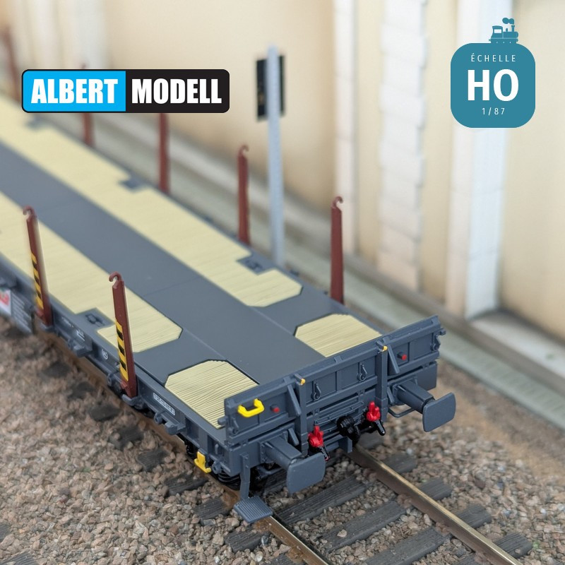 Wagon plat Rgs gris bogies Y25 soudés STLB Ep VI HO Albert Modell 391021