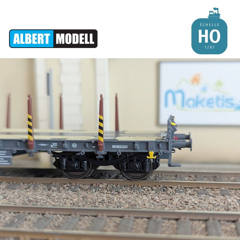 Grey Rgs flat wagon with welded Y25 bogies STLB Ep VI HO Albert Modell 391021 - Maketis