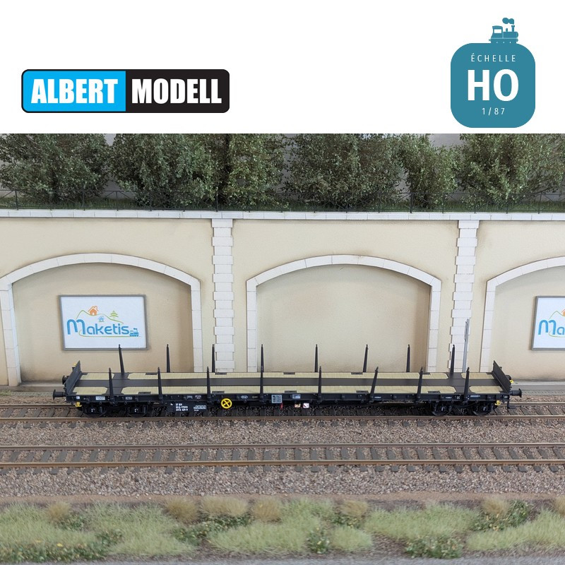 Wagon plat Rs noir bogies Y25 soudés VTG CH Ep VI HO Albert Modell 391020 - Maketis