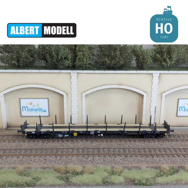 Wagon plat Rs noir bogies Y25 soudés VTG CH Ep VI HO Albert Modell 391020 - Maketis Wagon plat Rs noir bogies Y25 soudés VTG CH Ep VI HO Albert Modell 391020 - Maketis