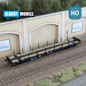 Wagon plat Rs noir bogies Y25 soudés VTG CH Ep VI HO Albert Modell 391020 - Maketis