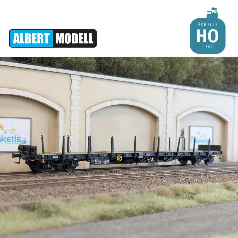 Wagon plat Rs noir bogies Y25 soudés VTG CH Ep VI HO Albert Modell 391020 - Maketis
