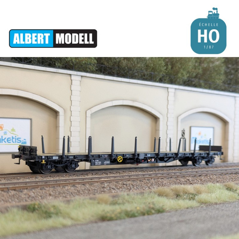 Wagon plat Rs noir bogies Y25 soudés VTG CH Ep VI HO Albert Modell 391020 - Maketis Wagon plat Rs noir bogies Y25 soudés VTG CH Ep VI HO Albert Modell 391020 - Maketis