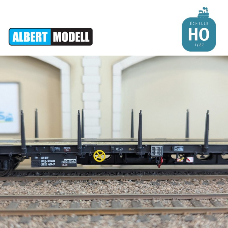 Wagon plat Rs noir bogies Y25 soudés VTG CH Ep VI HO Albert Modell 391020 - Maketis Wagon plat Rs noir bogies Y25 soudés VTG CH Ep VI HO Albert Modell 391020 - Maketis
