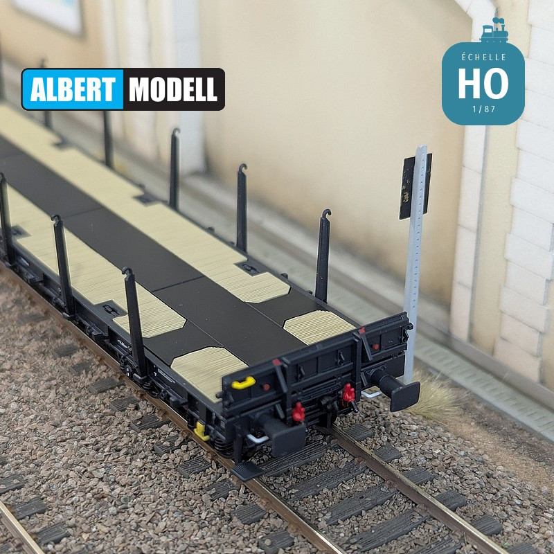 Wagon plat Rs noir bogies Y25 soudés VTG CH Ep VI HO Albert Modell 391020 - Maketis