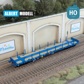 Flachwagen Rs blau Drehgestelle Y25 geschweißt VTG CH Ep VI HO Albert Modell 391019 - Maketis
