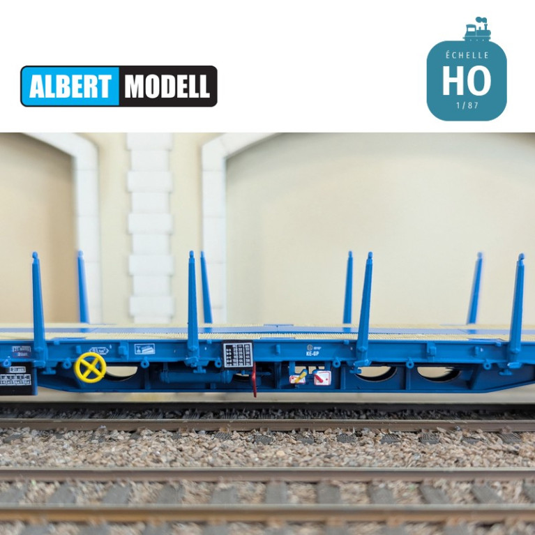 Flachwagen Rs blau Drehgestelle Y25 geschweißt VTG CH Ep VI HO Albert Modell 391019 - Maketis Flachwagen Rs blau Drehgestelle Y25 geschweißt VTG CH Ep VI HO Albert Modell 391019 - Maketis