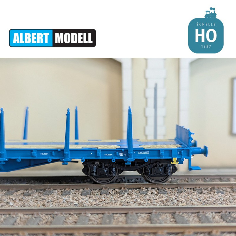 Flachwagen Rs blau Drehgestelle Y25 geschweißt VTG CH Ep VI HO Albert Modell 391019 - Maketis Flachwagen Rs blau Drehgestelle Y25 geschweißt VTG CH Ep VI HO Albert Modell 391019 - Maketis