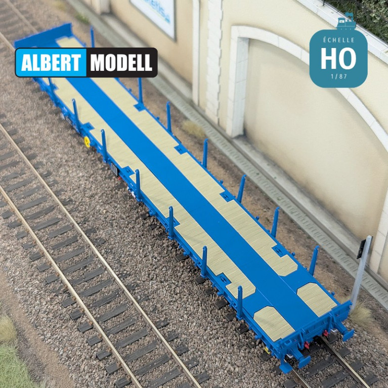 Flachwagen Rs blau Drehgestelle Y25 geschweißt VTG CH Ep VI HO Albert Modell 391019 - Maketis Flachwagen Rs blau Drehgestelle Y25 geschweißt VTG CH Ep VI HO Albert Modell 391019 - Maketis