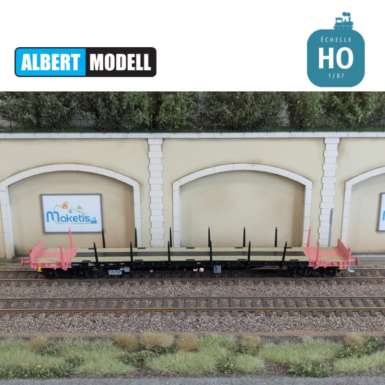 Wagon plat Rs noir et rose bogies Y25 soudés Nacco Ep VI HO Albert Modell 391018 - Maketis Wagon plat Rs noir et rose bogies Y25 soudés Nacco Ep VI HO Albert Modell 391018 - Maketis