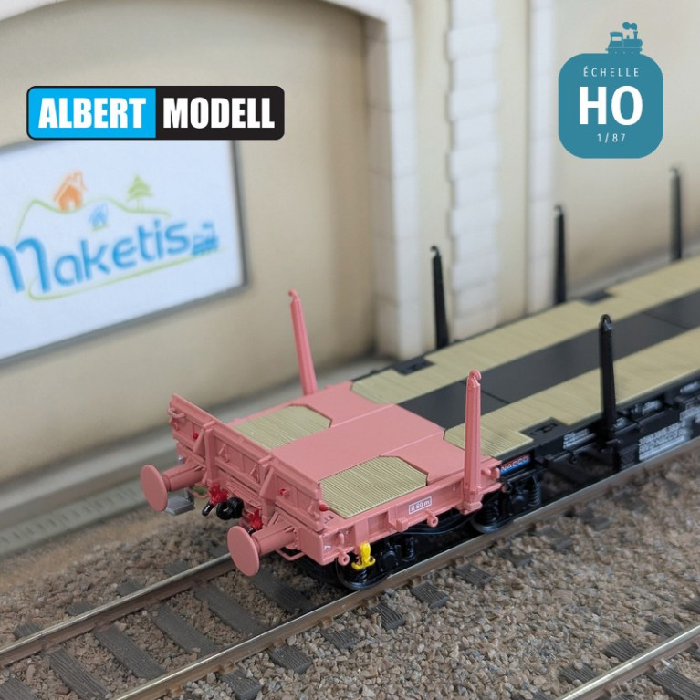 Wagon plat Rs noir et rose bogies Y25 soudés Nacco Ep VI HO Albert Modell 391018 - Maketis Wagon plat Rs noir et rose bogies Y25 soudés Nacco Ep VI HO Albert Modell 391018 - Maketis