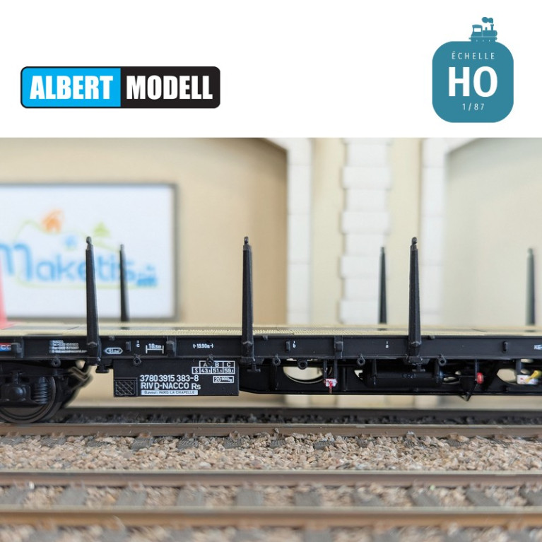 Wagon plat Rs noir et rose bogies Y25 soudés Nacco Ep VI HO Albert Modell 391018 - Maketis Wagon plat Rs noir et rose bogies Y25 soudés Nacco Ep VI HO Albert Modell 391018 - Maketis