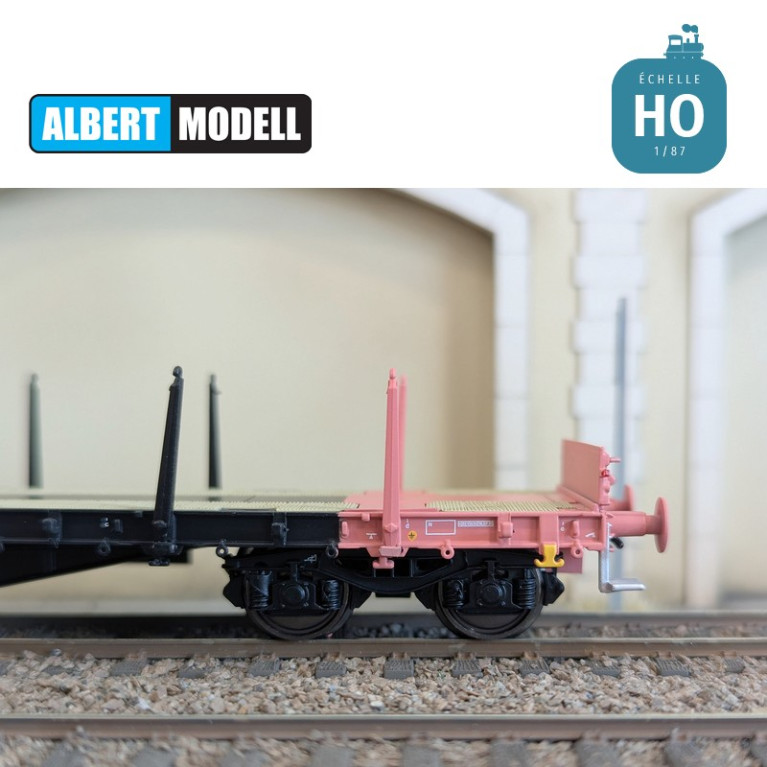 Wagon plat Rs noir et rose bogies Y25 soudés Nacco Ep VI HO Albert Modell 391018 - Maketis Wagon plat Rs noir et rose bogies Y25 soudés Nacco Ep VI HO Albert Modell 391018 - Maketis