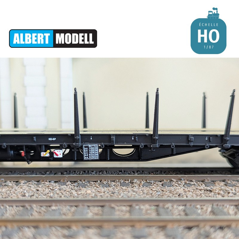 Wagon plat Rs noir et rose bogies Y25 soudés Nacco Ep VI HO Albert Modell 391018 - Maketis
