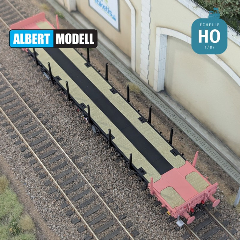 Wagon plat Rs noir et rose bogies Y25 soudés Nacco Ep VI HO Albert Modell 391018 - Maketis Wagon plat Rs noir et rose bogies Y25 soudés Nacco Ep VI HO Albert Modell 391018 - Maketis