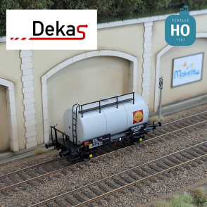 Wagon citerne 2 essieux 24m3 Shell gris clair DSB EP IV HO Dekas DK-871034 - Maketis