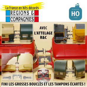 Set de 5 attelages à vis à élongation variable pour matériel roulant HO (boîtiers NEM) Régions & Compagnies VOIA61 - Maketis
