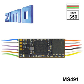 Décodeur miniature sonore 16 bits Zimo MS491 DCC 12 cables de connexion NEM650 MS491 - Maketis