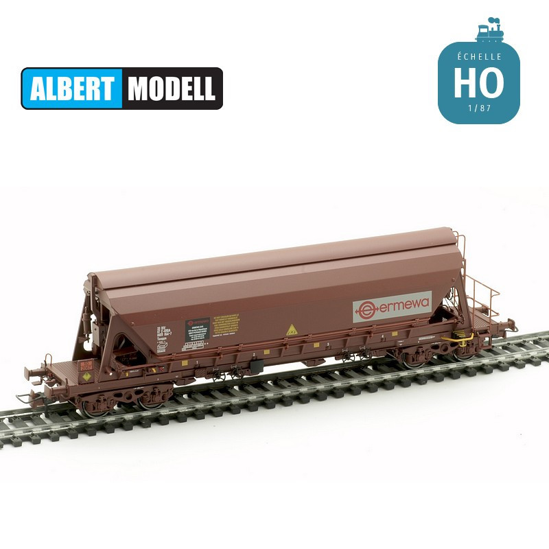 Wagon trémie T90 Tanpps brun UIC bogies Y25 moulés Ermewa Ep VI HO Albert Modell 065313 - Maketis
