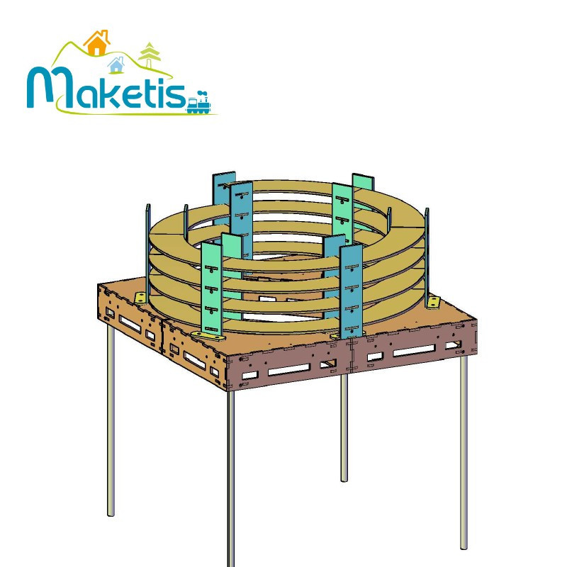 Helix Pack Ø1180 mm – 4 Turns (360 mm) + Support with Legs – HO Maketis Easy Module MOD80100 - Maketis