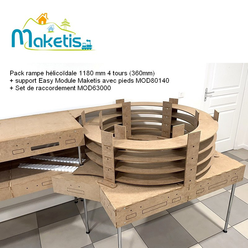 Helix Pack Ø1180 mm – 4 Turns (360 mm) + Support with Legs – HO Maketis Easy Module MOD80100 - Maketis