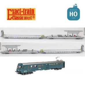 Set de base 5 wagons transport de voitures 1 Talbot  (1 BDt, 2 x Sdt et 2 x Sdt avec rampe)  BLS Ep VI HO Exact-Train EX25000 - 