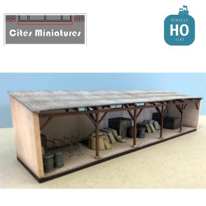 Appentis toiture 1 pan poteaux bois (long) – Echelle HO Cités Miniatures ED-028-5b-HO - Maketis