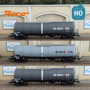 Set de 3 wagons citernes Zacns Wascosa Ep V-VI HO Roco 6600143 - Maketis