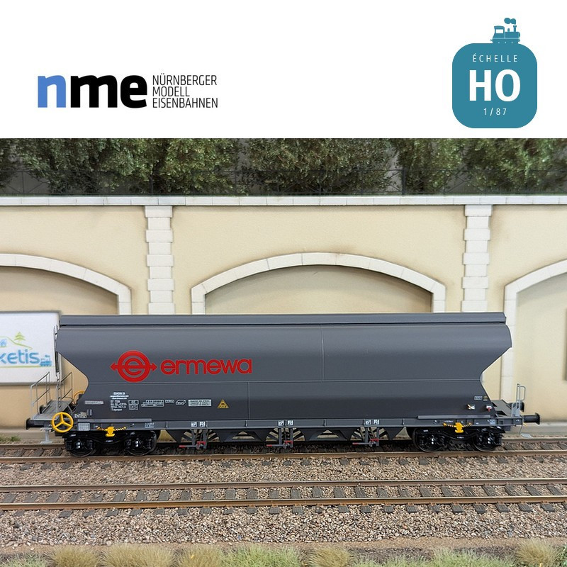 Wagon céréalier Tagnpps 101m3 ERMEWA gris foncé Ep VI HO NME 512634 - Maketis