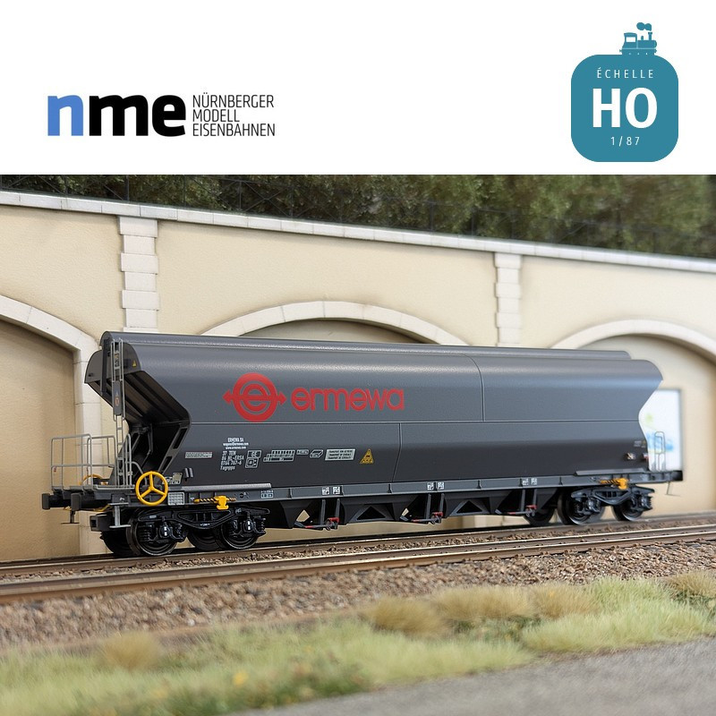 Wagon céréalier Tagnpps 101m3 ERMEWA gris foncé Ep VI HO NME 512634 - Maketis