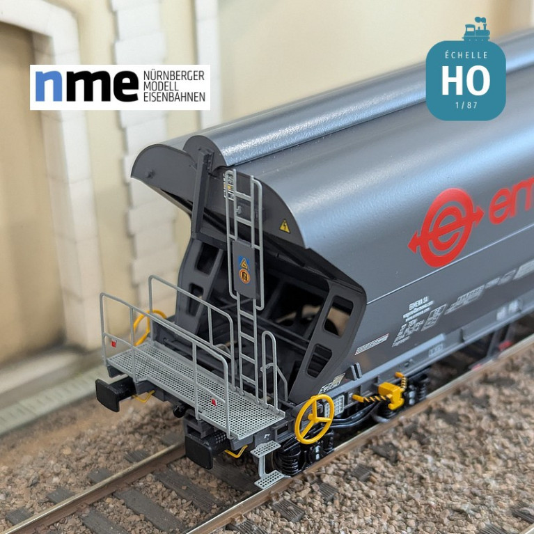 Wagon céréalier Tagnpps 101m3 ERMEWA gris foncé Ep VI HO NME 512634 - Maketis