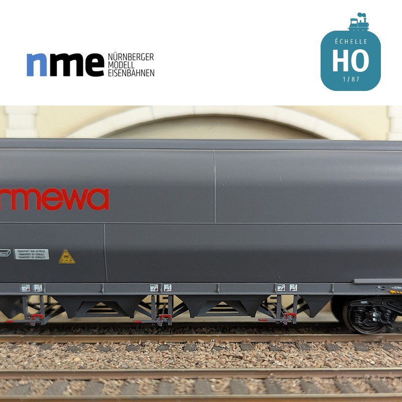 Wagon céréalier Tagnpps 101m3 ERMEWA gris foncé Ep VI HO NME 512634 - Maketis