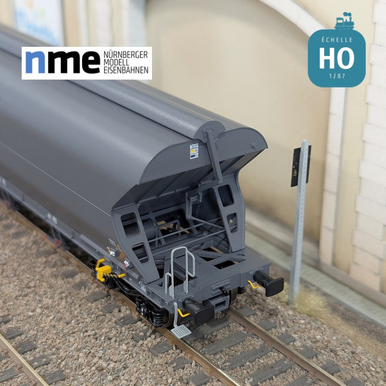 Wagon céréalier Tagnpps 101m3 ERMEWA gris foncé Ep VI HO NME 512634 - Maketis