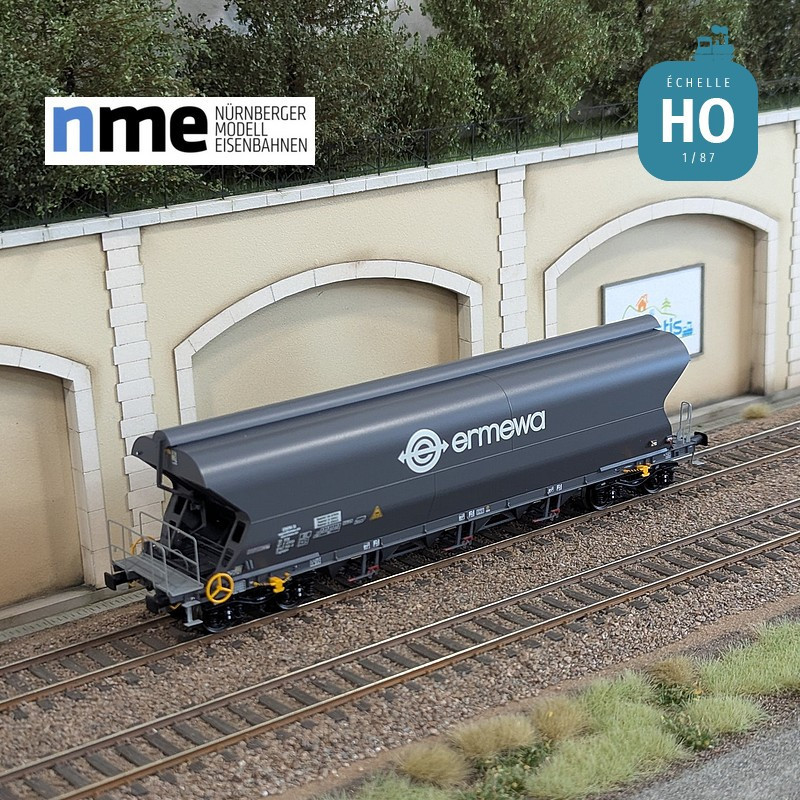 Wagon céréalier Tagnpps 101m3 ERMEWA gris foncé Ep VI HO NME 514611 - Maketis