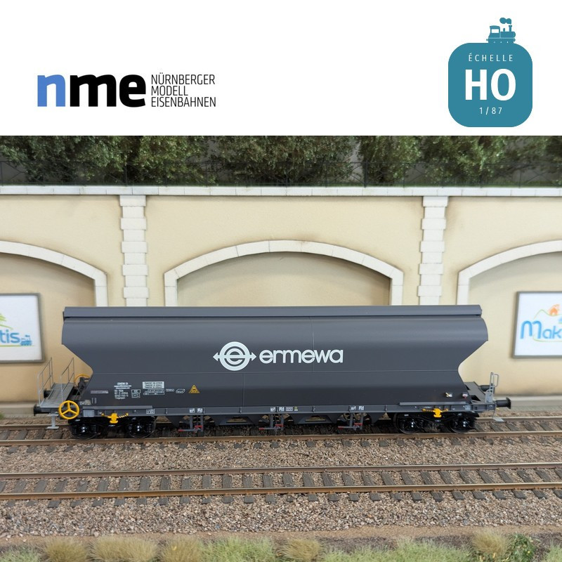 Wagon céréalier Tagnpps 101m3 ERMEWA gris foncé Ep VI HO NME 514611 - Maketis