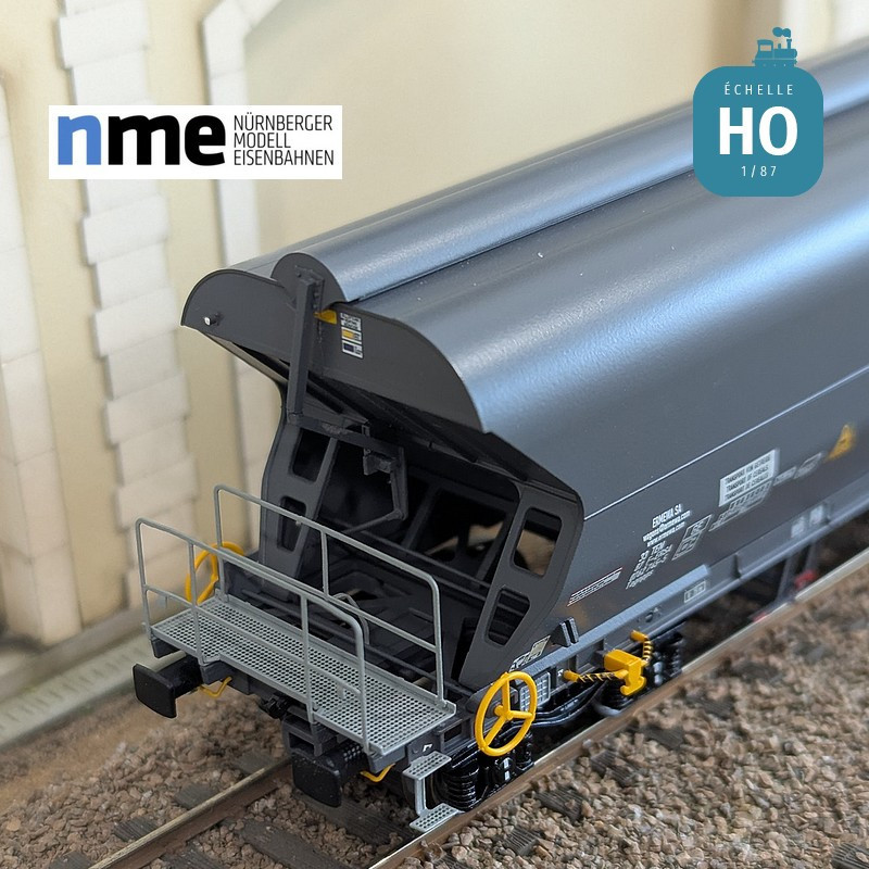 Wagon céréalier Tagnpps 101m3 ERMEWA gris foncé Ep VI HO NME 514611 - Maketis