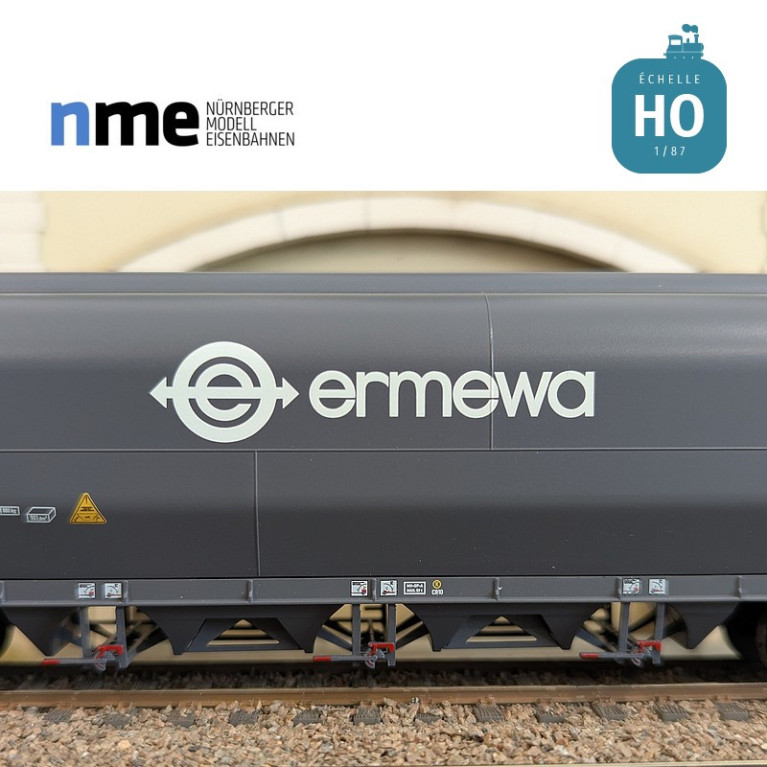 Wagon céréalier Tagnpps 101m3 ERMEWA gris foncé Ep VI HO NME 514611 - Maketis