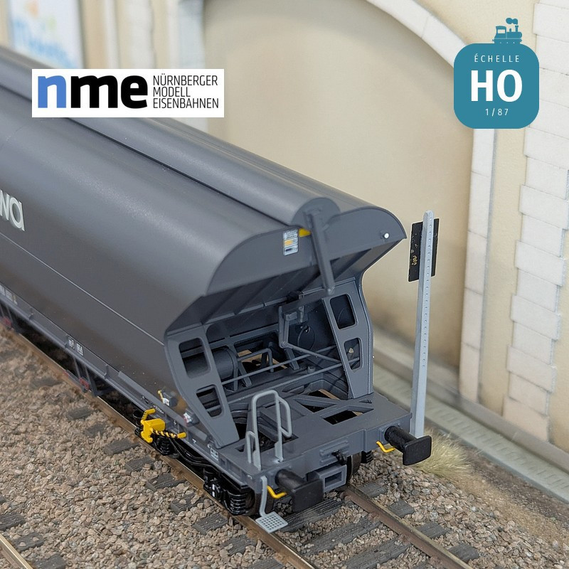 Wagon céréalier Tagnpps 101m3 ERMEWA gris foncé Ep VI HO NME 514611 - Maketis