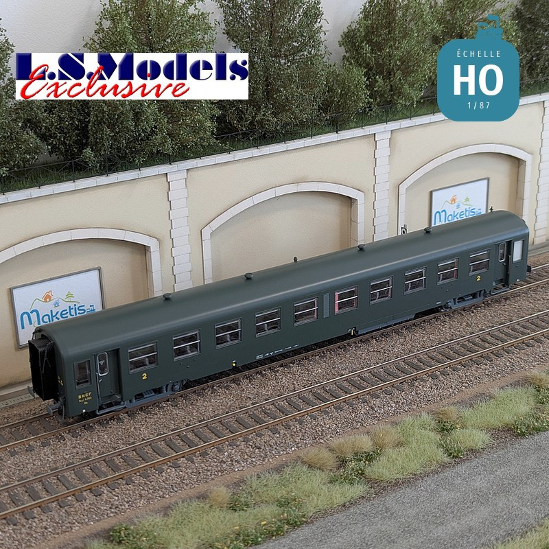 Coffret 2 voitures voyageur USI Bmyfi U60courtes vertes Marquage 1956 SNCF Ep IIId HO LS Models MW40021 - Maketis
