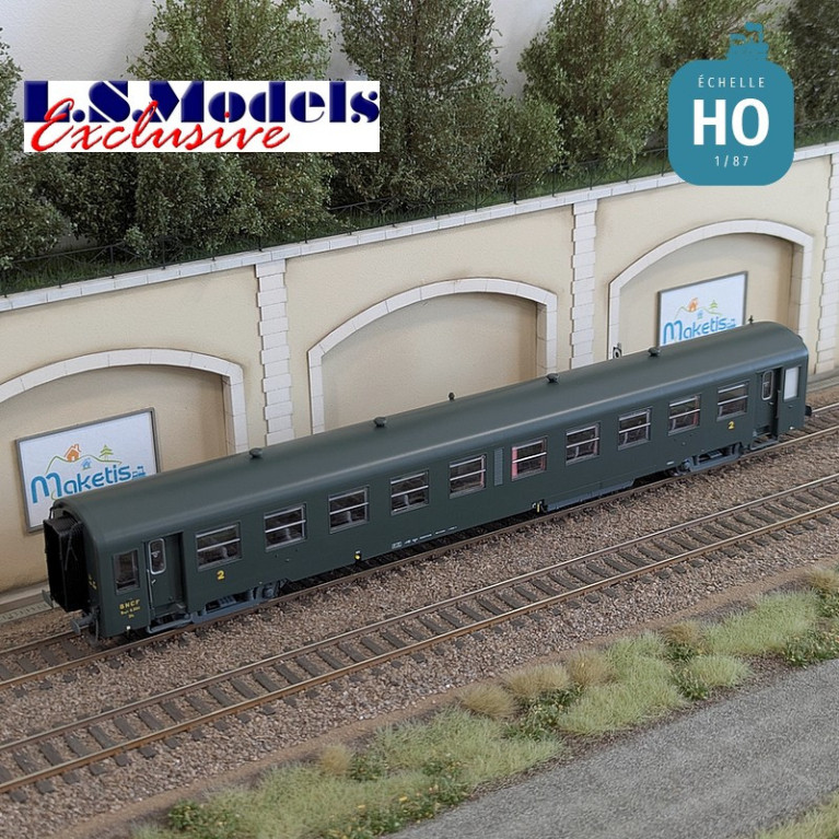 Coffret 2 voitures voyageur USI Bmyfi U60courtes vertes Marquage 1956 SNCF Ep IIId HO LS Models MW40021 - Maketis Coffret 2 voitures voyageur USI Bmyfi U60courtes vertes Marquage 1956 SNCF Ep IIId HO LS Models MW40021 - Maketis