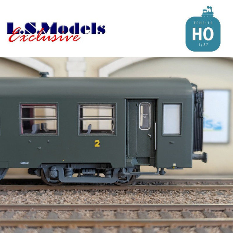 Coffret 2 voitures voyageur USI Bmyfi U60courtes vertes Marquage 1956 SNCF Ep IIId HO LS Models MW40021 - Maketis Coffret 2 voitures voyageur USI Bmyfi U60courtes vertes Marquage 1956 SNCF Ep IIId HO LS Models MW40021 - Maketis